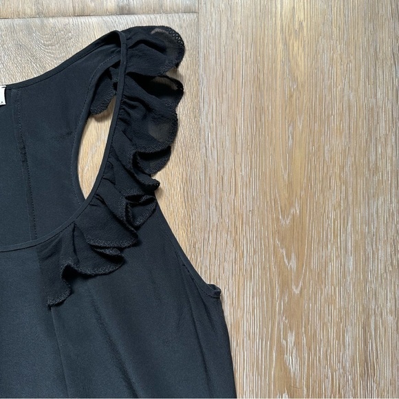 Wilfred Dark Romance Black Asphalt Sleeveless Ruffle Blouse 100% Silk - Small - Picture 7 of 16